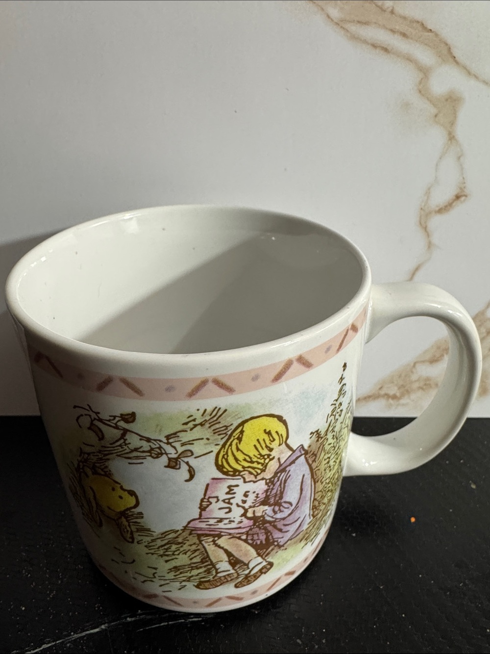 Winnie the Pooh Character Ceramic Coffee Mug - White with Pink Accent